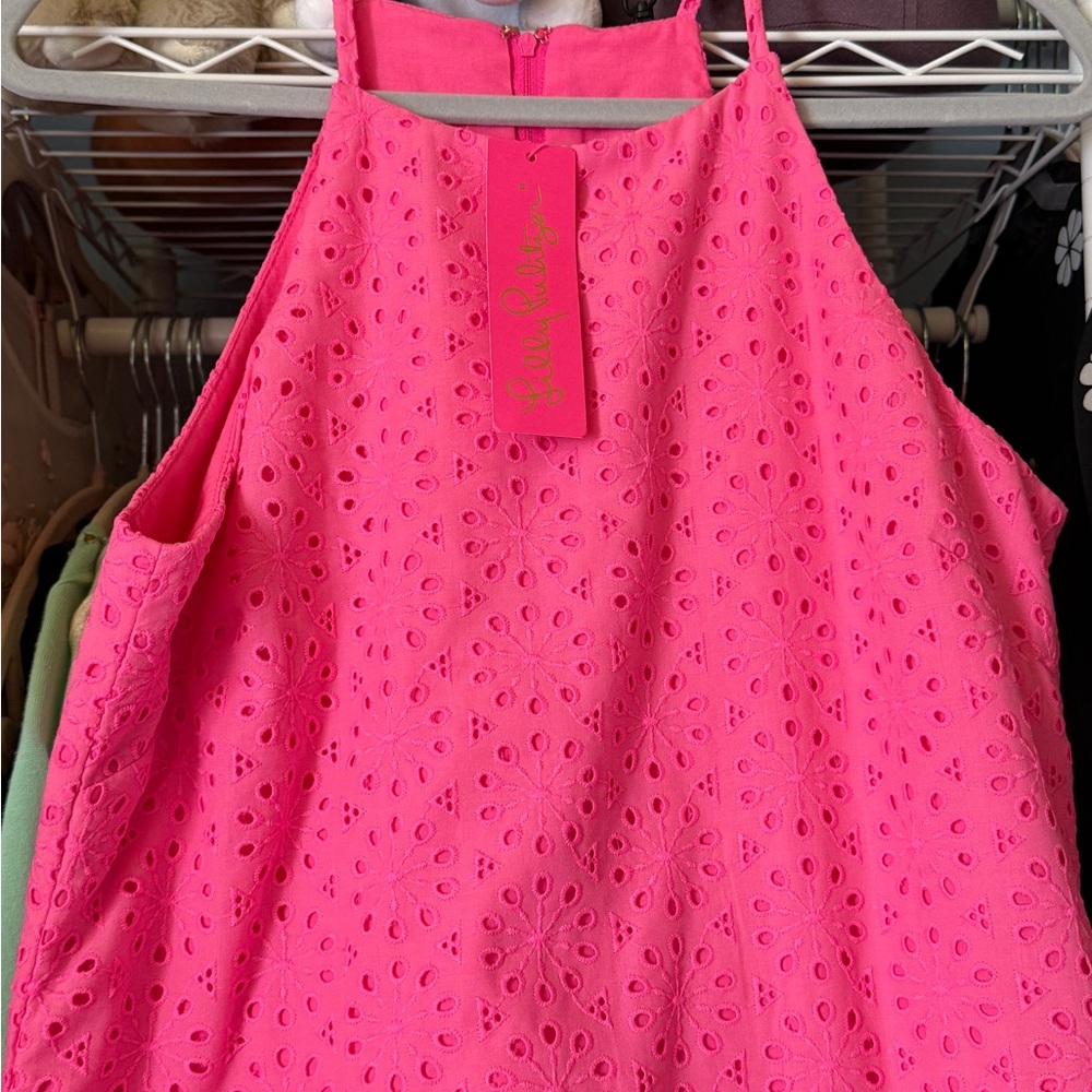 Lilly Pulitzer Neon Pink Eyelet Romper - Picture 4 of 5